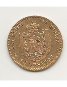 10 presetas Or - Espagne - Alfonso XII  2