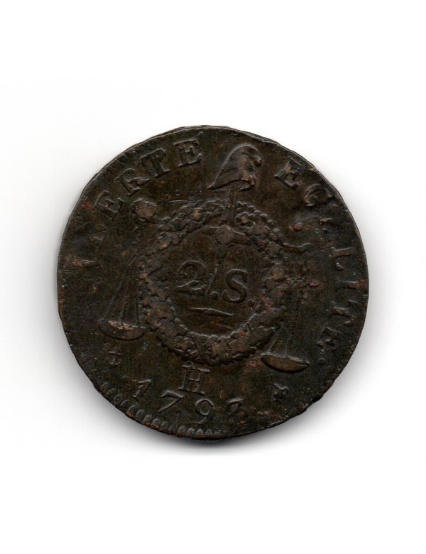 2 Sols Cuivre - Louis XVI - Aux balances