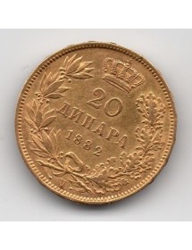 20 Dinars Or - Serbie - Milan I 2