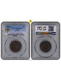 5 Centimes Bronze Cérès 1883 grand A