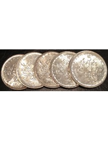 5 X 5 Frs Argent Semeuse