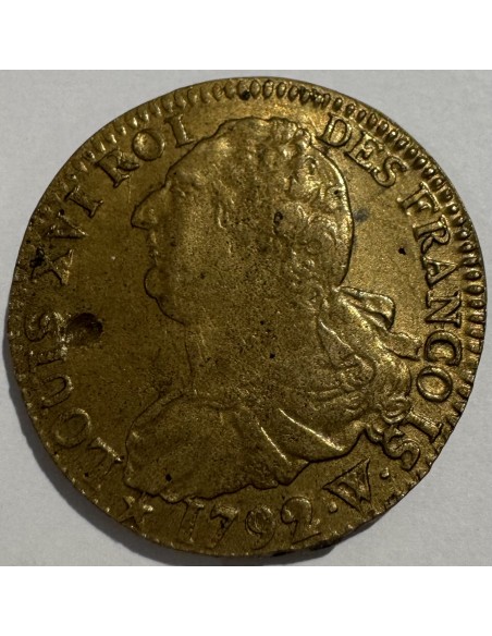 2 SOLS François Constitution An 4 – 1792 W – Bronze – TTB – Révolution française