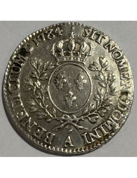 Écu Argent – Vieille Tête Louis XV – 1772 L Bayonne – TTB