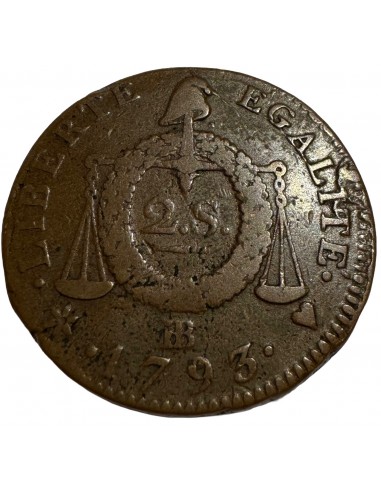 2 Sols Métal Cloche – Louis XVI – Constitution...