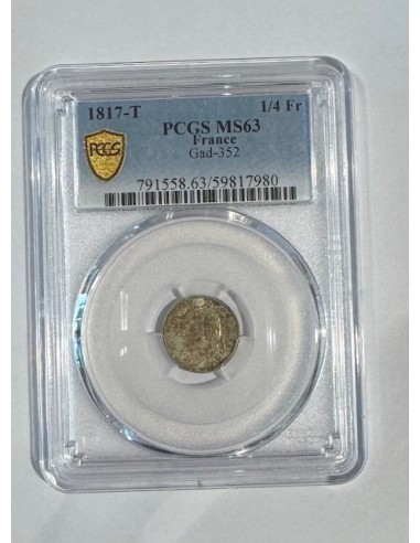 1/4 Franc Argent Louis XVIII Buste Nu – 1817 T...