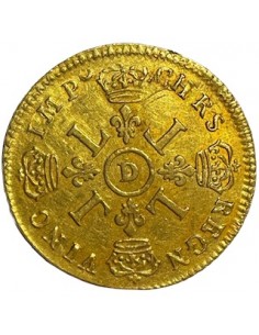 Louis d’or – Louis XIV – 1695 D Lyon – Aux 4L – Or – TTB+ 2