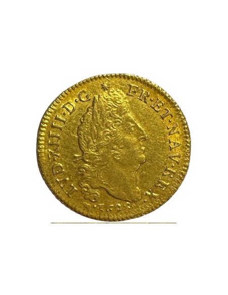 Louis d’or – Louis XIV – 1695 D Lyon – Aux 4L – Or – TTB+