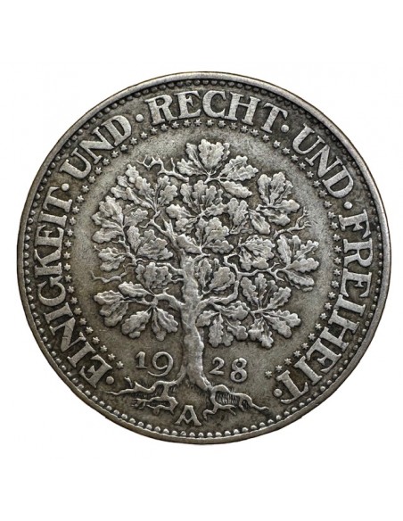 5 Reichsmark Argent – Allemagne 1928 A BERLIN - (Aigle / Arbre)