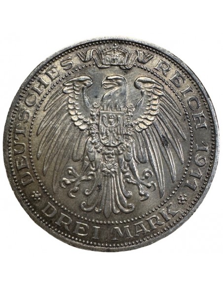 3 Mark Argent – Prusse Wilhelm II 1911 A – FDC