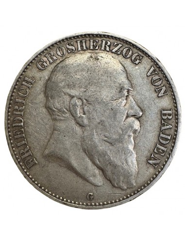 2 Mark Argent – Baden Friedrich I 1907 G – SUP
