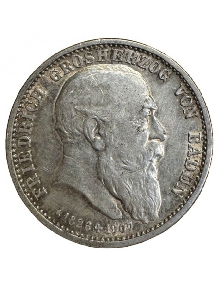 5 Mark Argent – Baden Friedrich I 1903 – TTB+