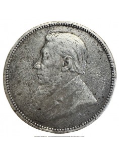 2 Shillings Argent – Afrique du Sud Paul Kruger 1896 – TTB