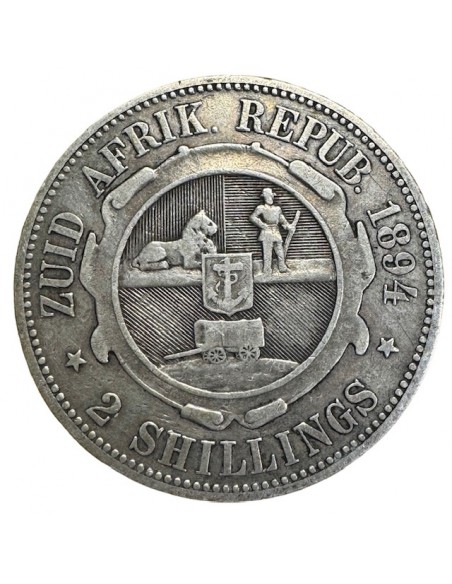 2 Shillings Argent – Afrique du Sud Paul Kruger 1894 – TTB