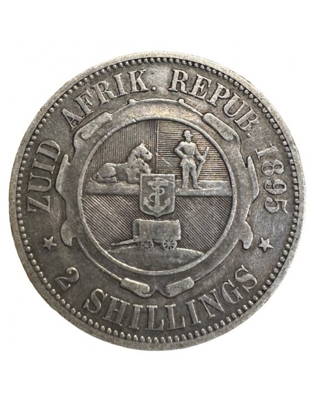 2 Shillings Argent – Afrique du Sud Paul Kruger 1895 – TTB
