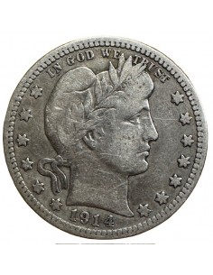 Quarter Dollar Argent – États-Unis Barber 1914 D Denver –...