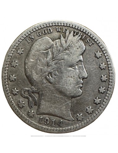Quarter Dollar Argent – États-Unis Barber 1914...