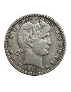 Quarter Dollar Argent – États-Unis Barber 1915 D Denver –...