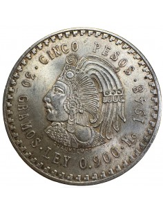 5 Pesos Argent – Mexique 1948 – Indien – SUP