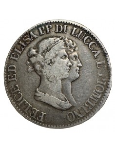 5 Frenchi Argent – Italie Lucca - Felice & Elisa – 1807 Rare