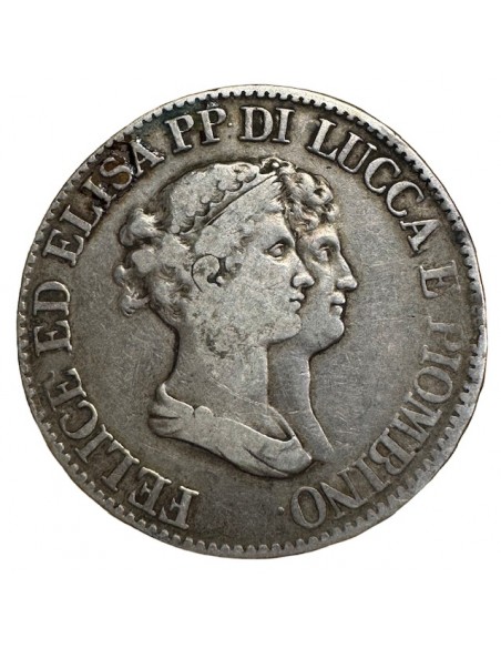 5 Frenchi Argent – Italie Lucca - Felice & Elisa – 1807 Rare