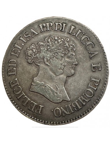 5 Frenchi Argent – Italie Lucca – 1805 – KM...