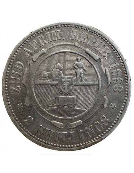 2 Shillings Argent – Afrique du Sud Paul Kruger 1893 – Rare