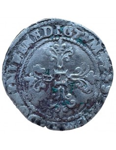 Franc en argent – Henri III – Col plat – 1582 T Nantes –... 2