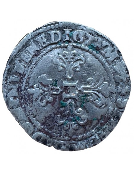 Franc en argent – Henri III – Col plat – 1582 T Nantes – TTB+ – Rare