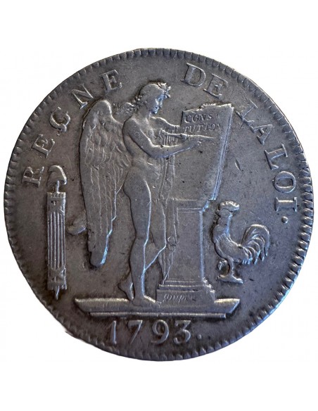 Écu 6 Livres en argent – Convention – 1793 A Paris – TTB+