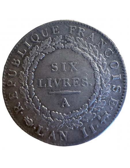 Écu 6 Livres en argent – Convention – 1793 A Paris – TTB+