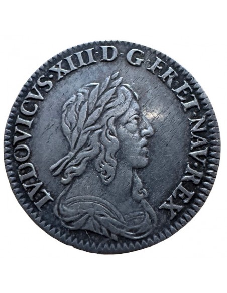 ¼ Écu Argent – Louis XIII – 1642 A (Deux points) – 1er poinçon de Warin – R3 – TTB+