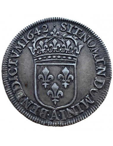 ¼ Écu Argent – Louis XIII – 1642 A (Deux...