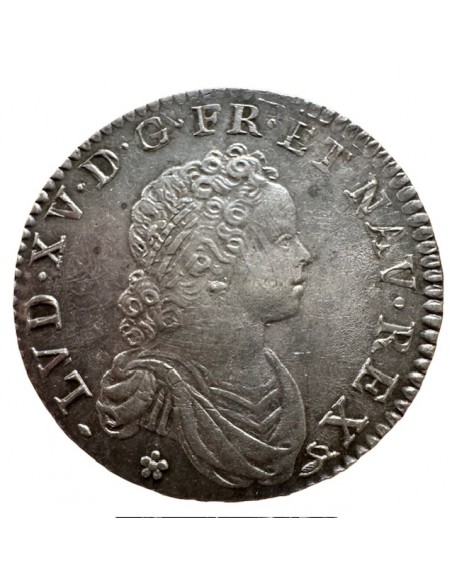 ½ Écu Argent – Louis XV – 1716 B Rouen – Vertugadin – Rare – SUP