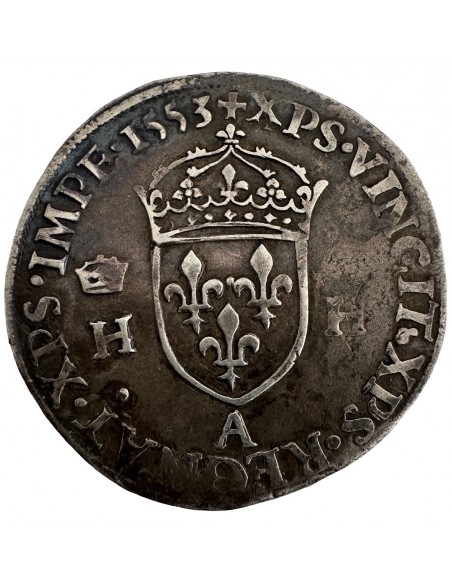 TESTON en Argent Henri II – 1552 A Paris – TTB