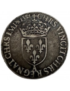 TESTON en Argent Henri II – Buste lauré 1er type – 1554 A... 2