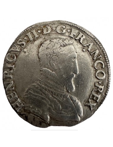TESTON Argent Henri II – 1554 B Rouen – Tête...