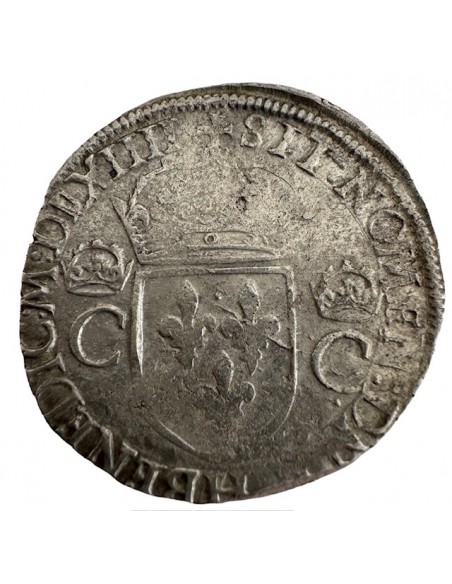 TESTON Argent Charles IX – 1564 H La Rochelle – Variété VIIII R3 – Chiffres romains 2ᵉ type