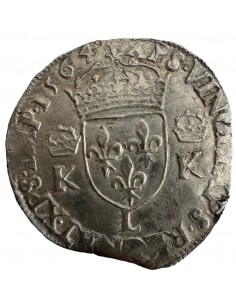 TESTON Argent Charles IX – 1564 L Bayonne – 4ᵉ type aux 2... 2