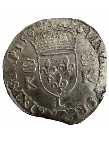 TESTON Argent Charles IX – 1564 L Bayonne – 4ᵉ...