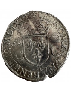 TESTON Argent Charles IX – 1566 H La Rochelle – Variété... 2