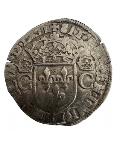 TESTON Argent Charles IX – 1562 – Variété VIIII...