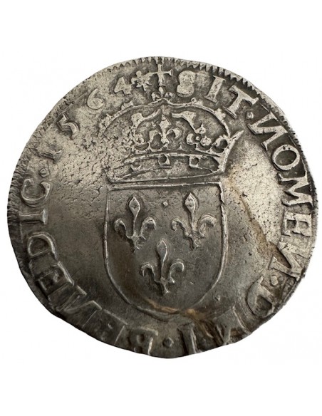 TESTON Argent Charles IX – 1564 I Limoges – Variété VIIII 3ᵉ type – SUP