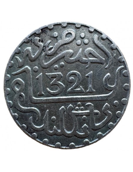 1 Dirham Argent – Maroc AH 1321 (1903) – 1/10 Rial – TTB/SUP