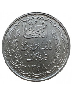 10 Francs Argent – Tunisie Protectorat Français – 1939 –...