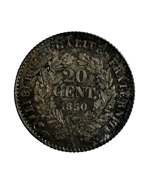 20 Centimes Argent Cérès – 2e République – 1850 A (Paris) – Qualité FDC