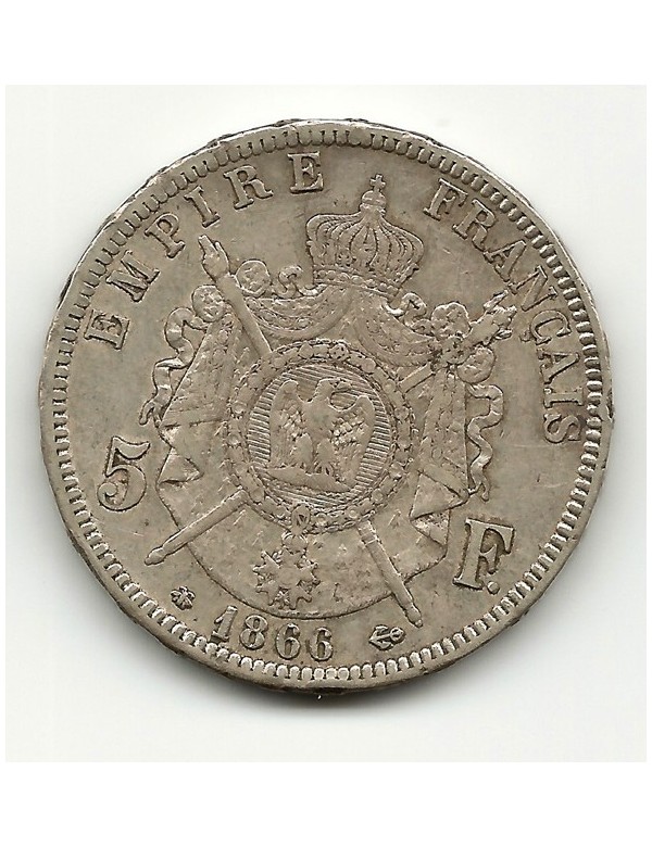 5 Francs Napoleon III T Laurée - 1866 A